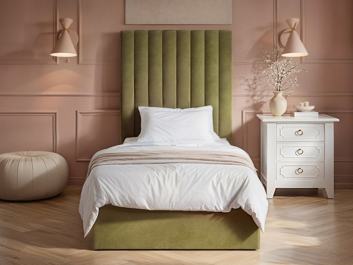 Flair Everley Single Ottoman Bed Green Velvet