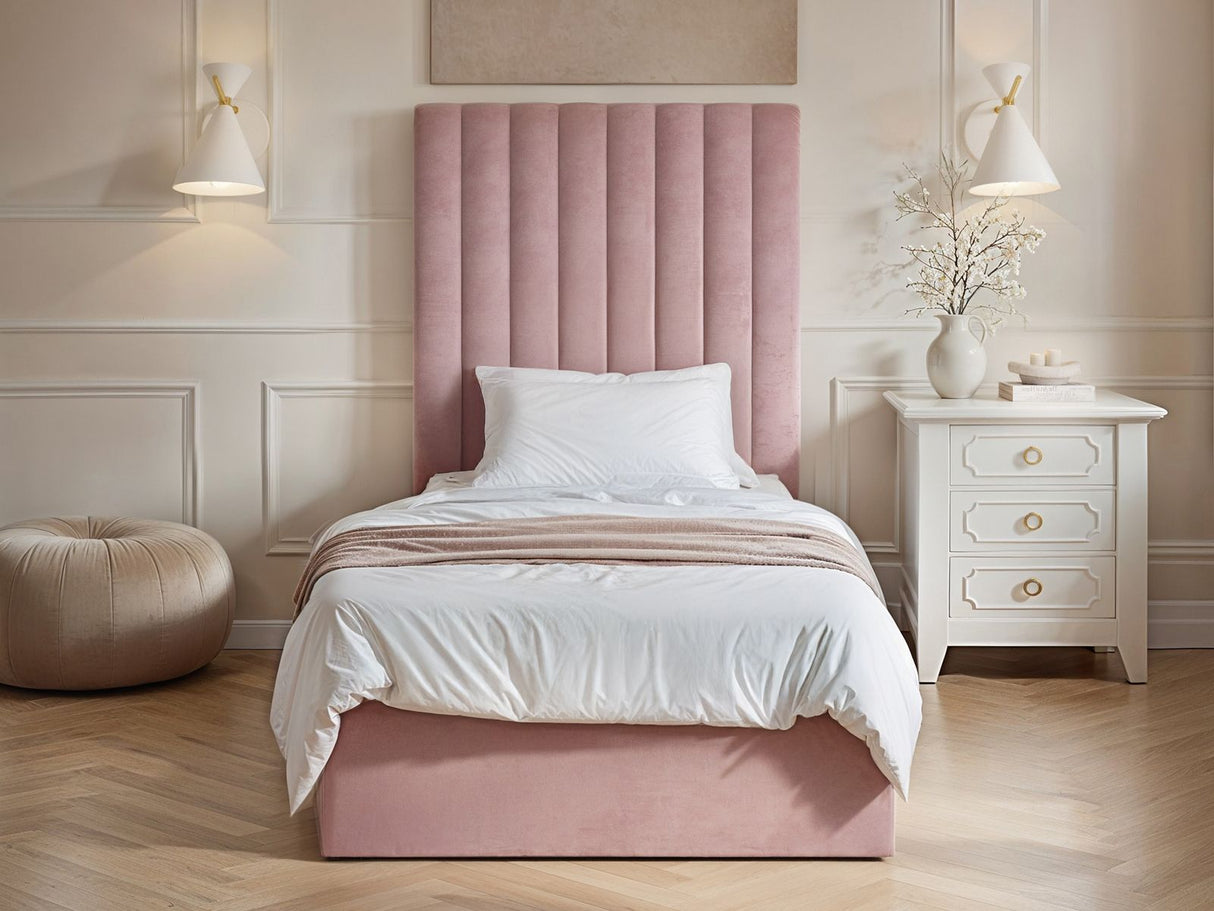 Flair Everley Single Ottoman Bed Pink Velvet