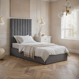Flair Everley Single Ottoman Bed Grey Velvet