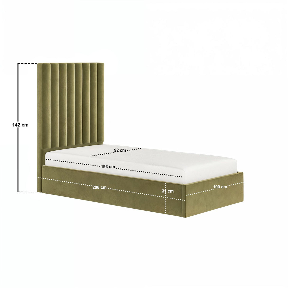 Flair Everley Single Ottoman Bed Green Velvet