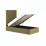 Flair Everley Single Ottoman Bed Green Velvet