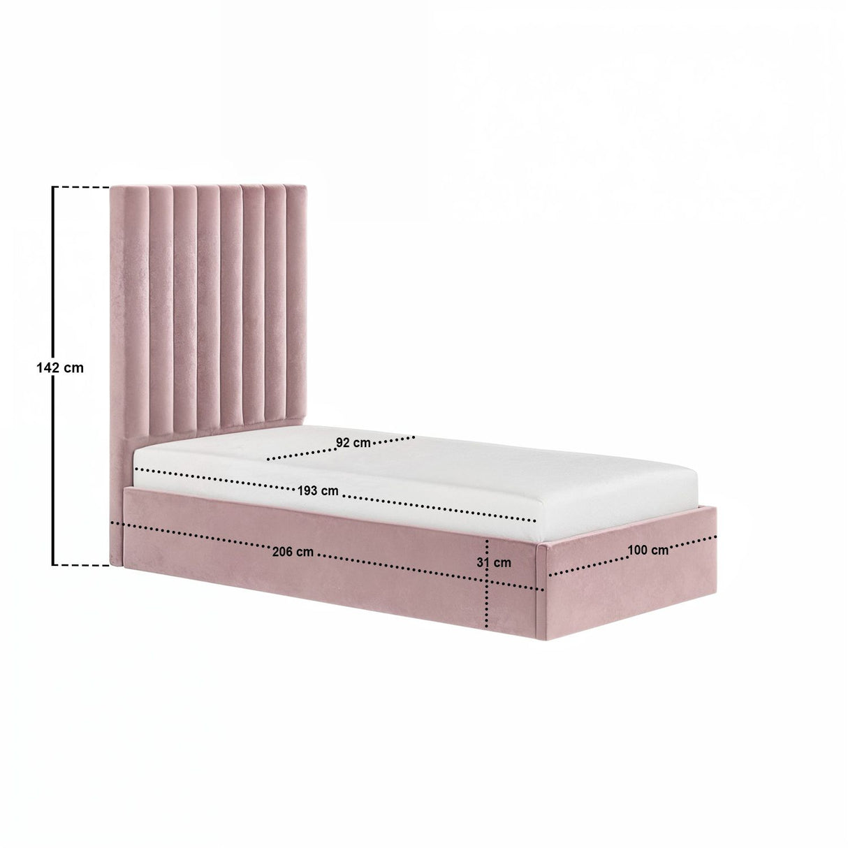 Flair Everley Single Ottoman Bed Pink Velvet