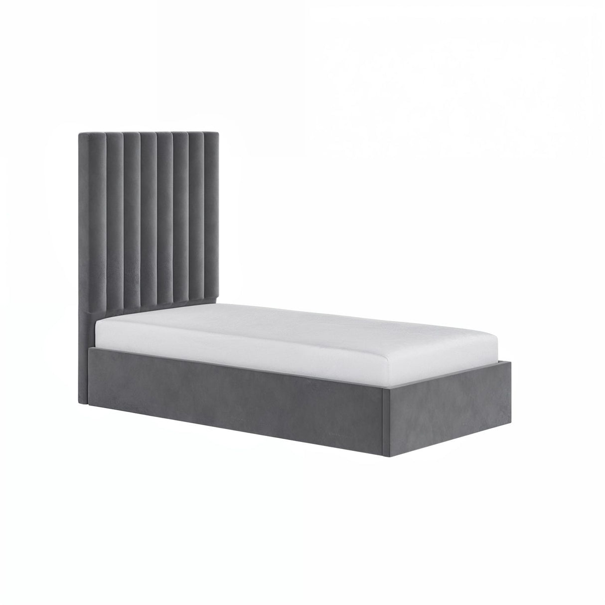 Flair Everley Single Ottoman Bed Grey Velvet