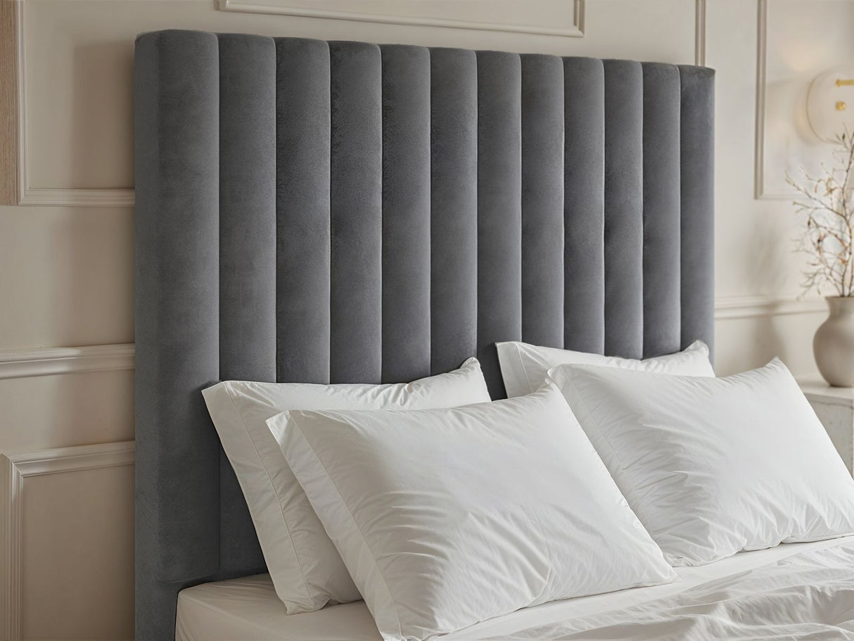 Flair Everley Double Ottoman Bed Grey Velvet
