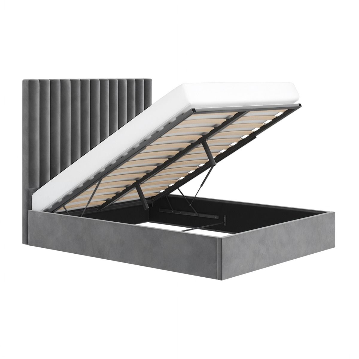 Flair Everley Kingsize Ottoman Bed Grey Velvet