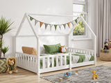 Flair Explorer Small Double Play House Floor Bed White Wooden