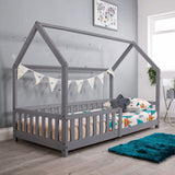 Flair Explorer Single Play House Floor Bed with Rails Grey Wooden