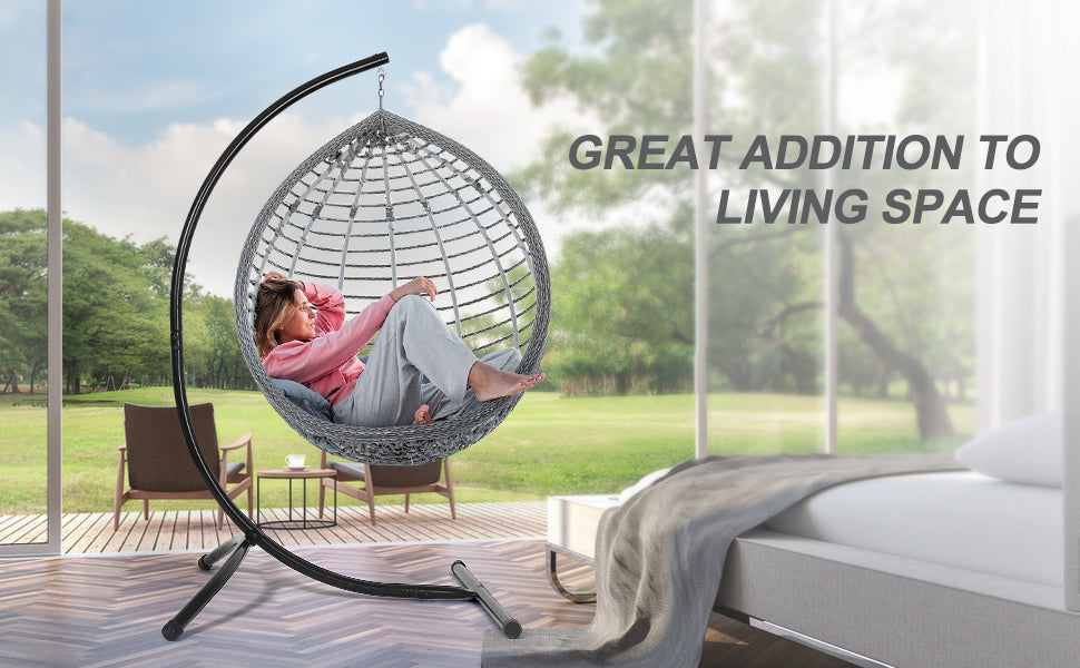 Hammock Chair Stand Only C Shape for Hanging Egg Swing Seat 350lbs GOUTIME