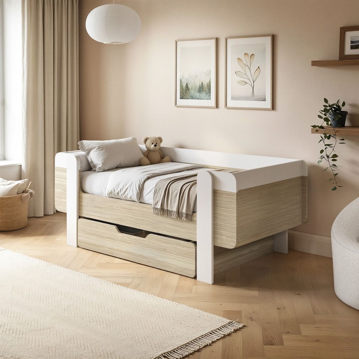 Flair Alfie Wooden Toddler Bed White & Oak