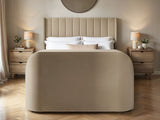 Flair Fallon TV Side Lift Ottoman Bed Beige Velvet Double