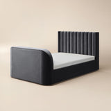 Flair Fallon TV Side Lift Ottoman Bed Charcoal Velvet Double