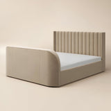 Flair Fallon TV Side Lift Ottoman Bed Beige Velvet SuperKing