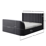 Flair Fallon TV Side Lift Ottoman Bed Charcoal Velvet SuperKing