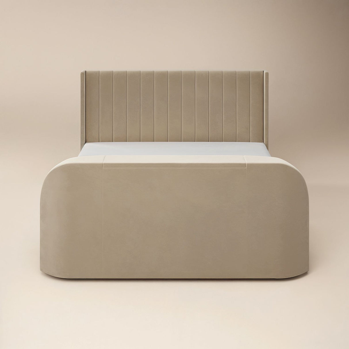 Flair Fallon TV Side Lift Ottoman Bed Beige Velvet SuperKing