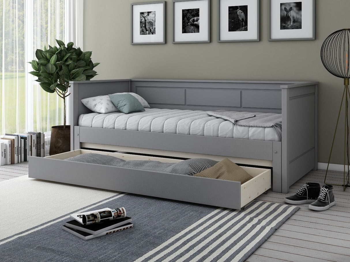 Noomi Erika Guest Bed with Drawer Grey (FSC-Certified)