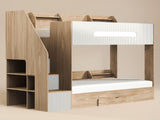 Flair Finn Staircase Bunk Bed with Storage Oak & White