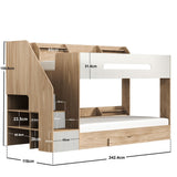 Flair Finn Staircase Bunk Bed with Storage Oak & White