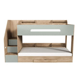 Flair Finn Staircase Bunk Bed with Storage Oak & Green