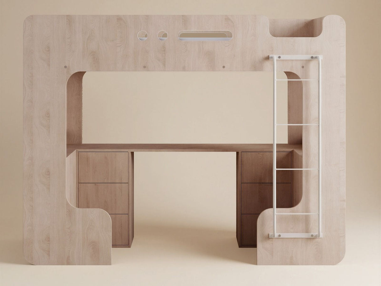 Flair Jaxx High Sleeper Bed with Desk & Storage Oak
