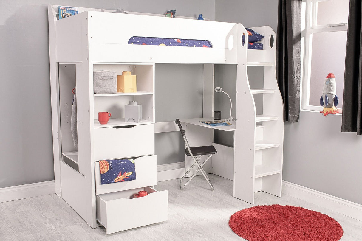Flair Cosmic Storage High Sleeper White