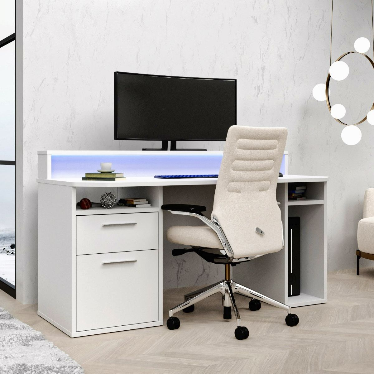 Flair Power Z Gaming Desk with RGB LED White