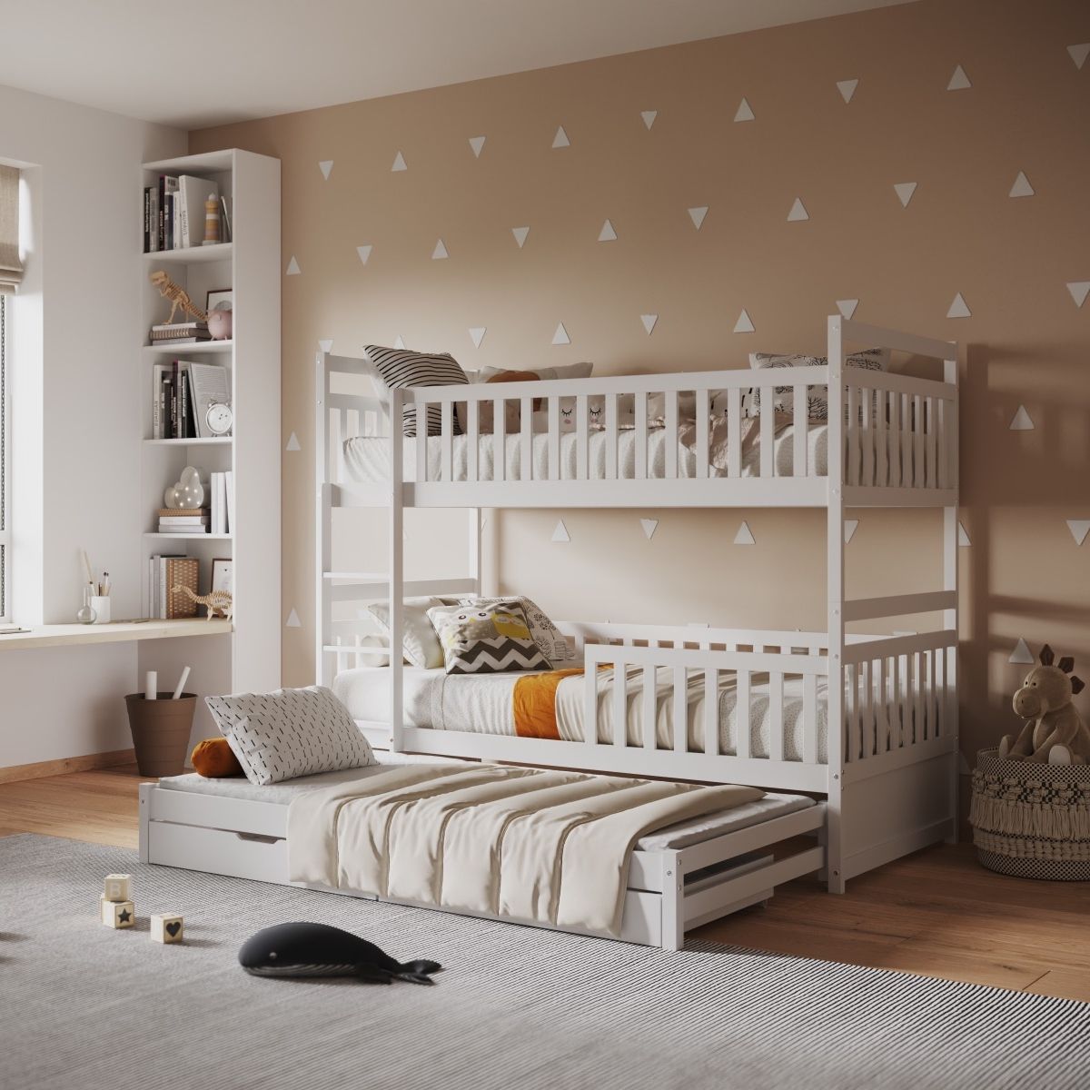 Flair Elvis Bunk Bed with Trundle & Drawers White