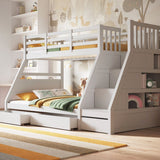 Flair Lunar Triple Staircase Bunk Bed with Storage White