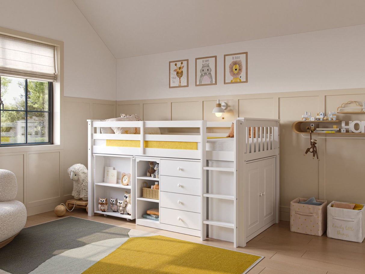 Flair Oban Single Midsleeper Cabin Bed with Desk White