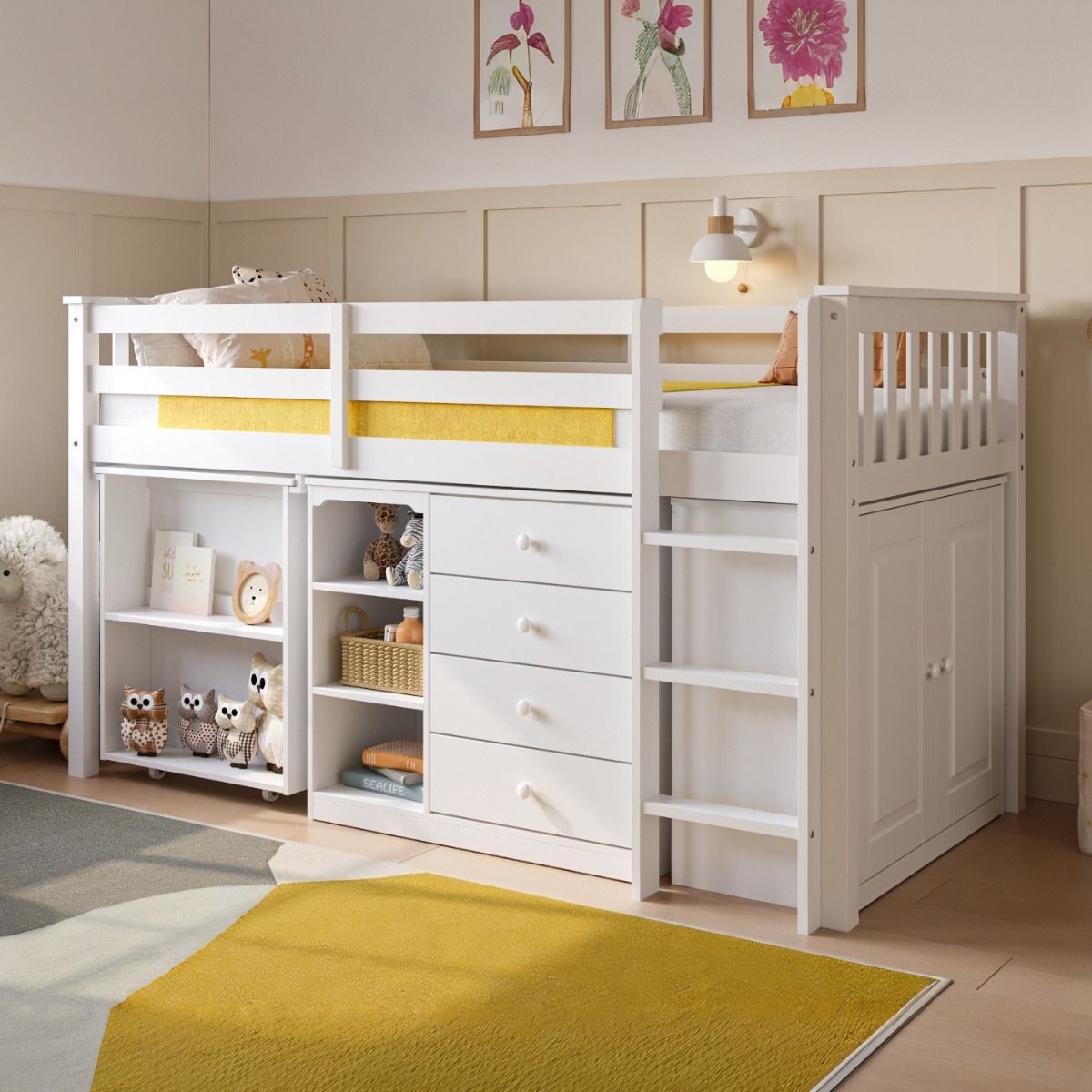 Flair Oban Single Midsleeper Cabin Bed with Desk White