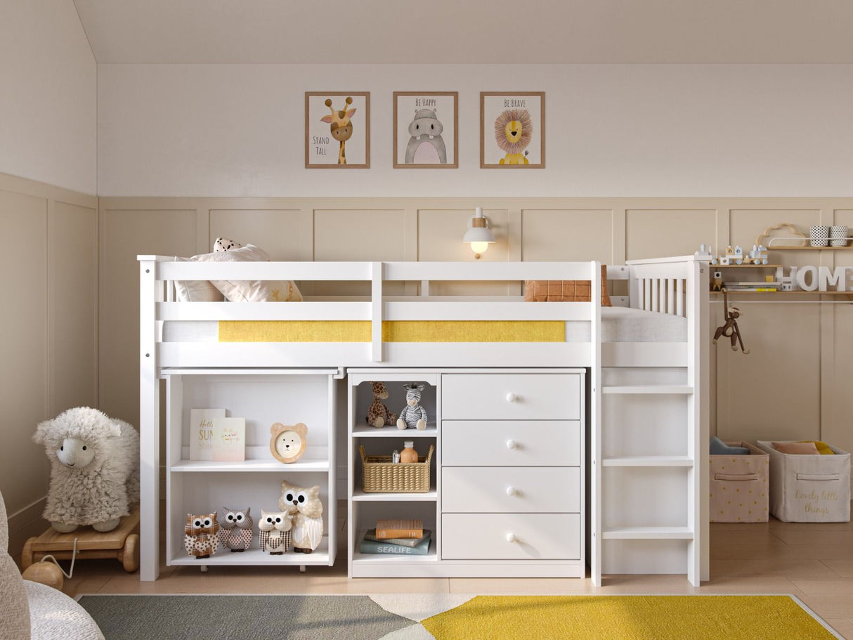Flair Oban Single Midsleeper Cabin Bed with Desk White