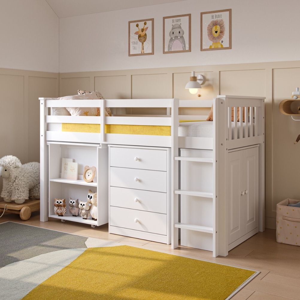Flair Soban Shorty Cabin Bed with Desk and Storage White