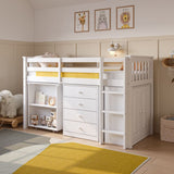 Flair Soban Shorty Cabin Bed with Desk and Storage White
