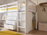 Flair Soban Shorty Cabin Bed with Desk and Storage White