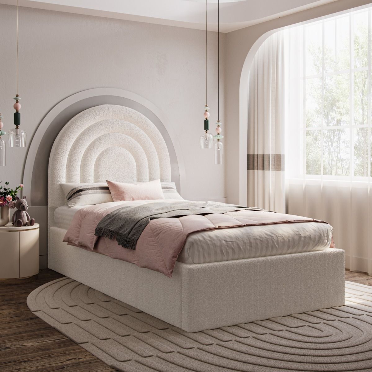 Flair Ava Single Ottoman Bed Cream Boucle