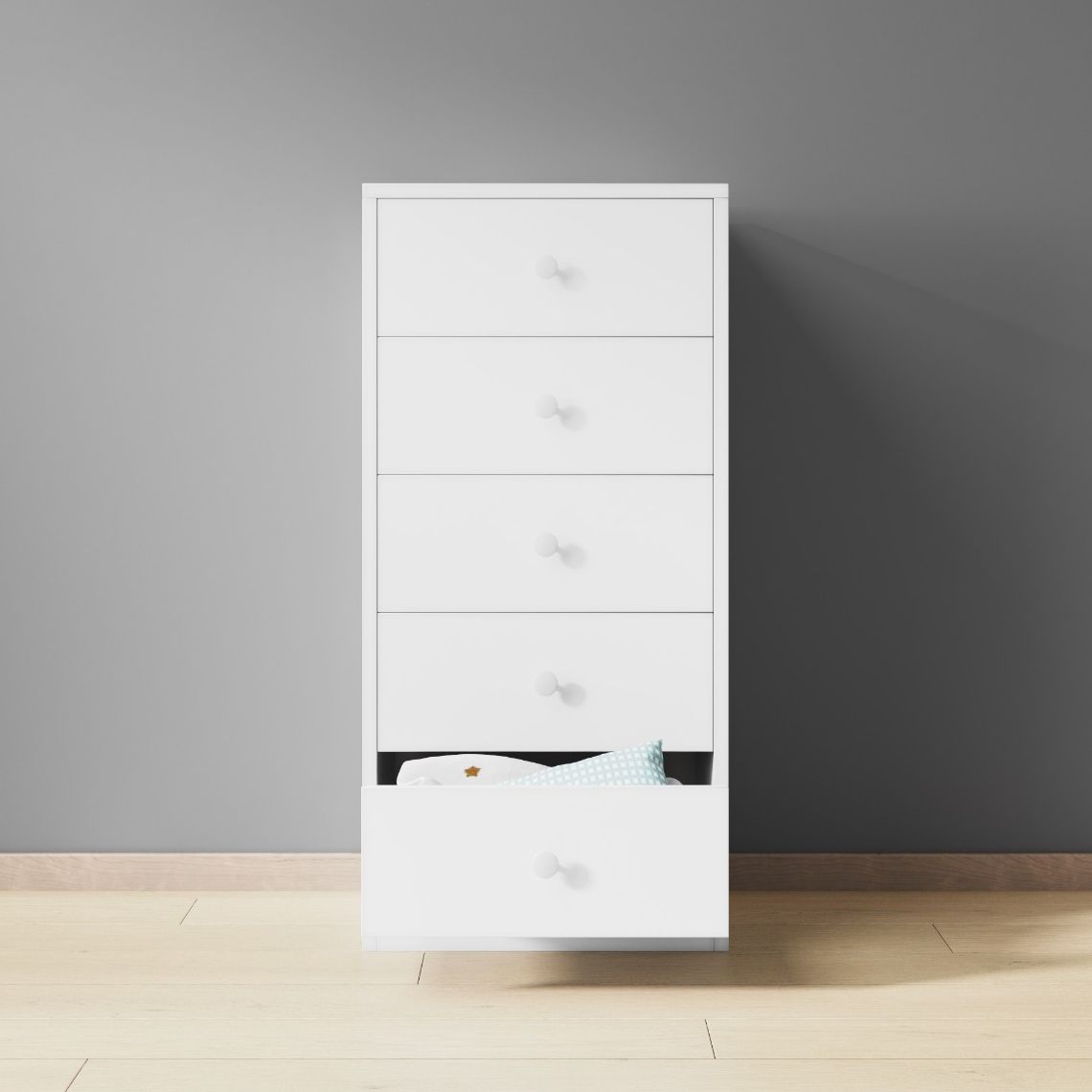Flair Wizard Chest of 5 Drawers White