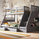 Flair Lunar Triple Staircase Bunk Bed with Storage Grey