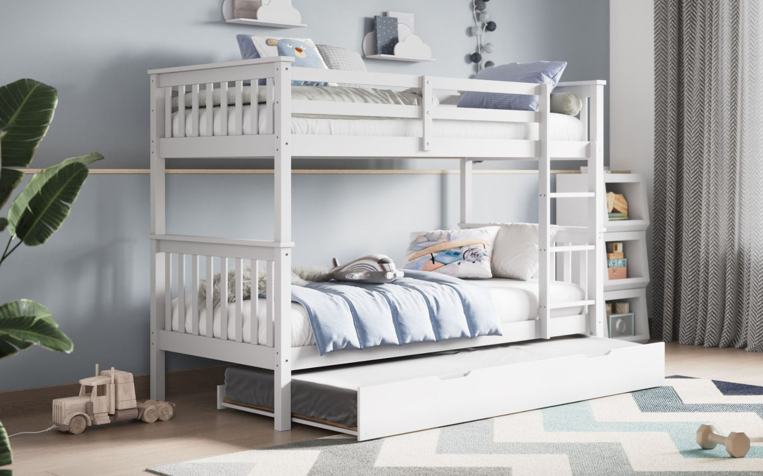 Flair Zoom Detachable Bunk Bed with Trundle White