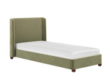Flair Alma Single Winged Headboard Bed Olive Green Velvet