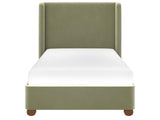 Flair Alma Single Winged Headboard Bed Olive Green Velvet