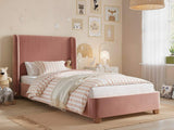 Flair Alma Single Winged Headboard Bed Pink Velvet