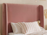 Flair Alma Single Winged Headboard Bed Pink Velvet