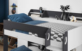 Flair Flick Storage Grey Bunk Bed with Grey Drawer