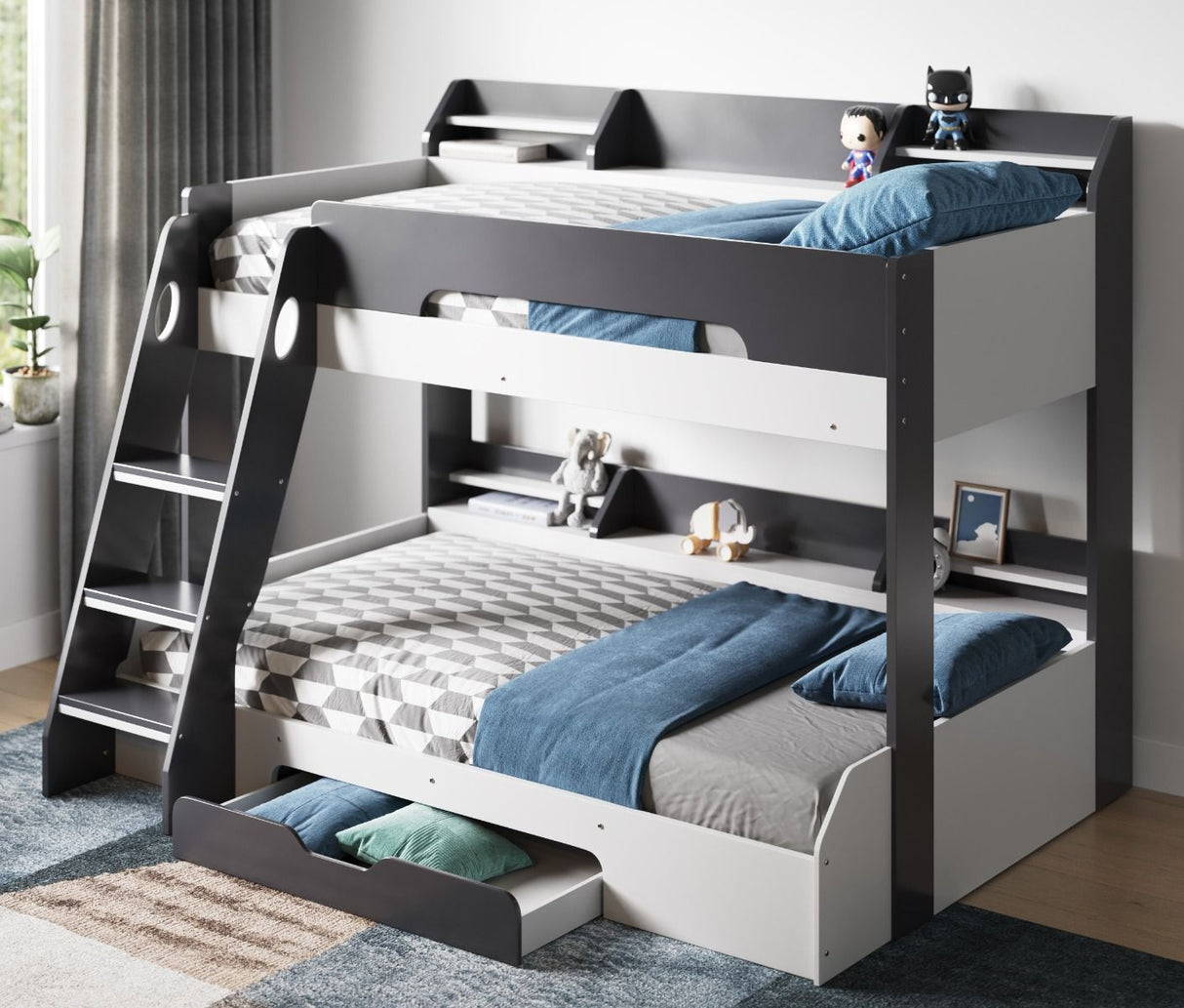 Flair Flick Triple Storage Bunk Bed Grey