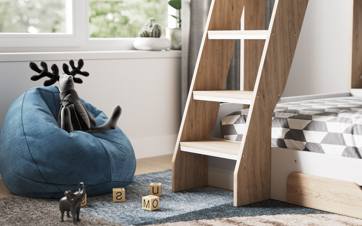 Flair Flick Triple Storage Bunk Bed White & Oak