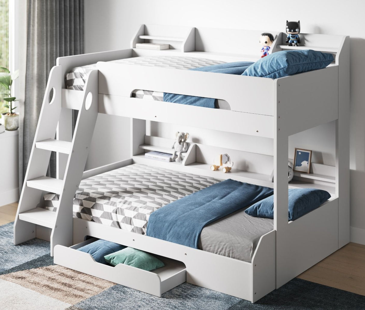 Flair Flick Triple Storage Bunk Bed White