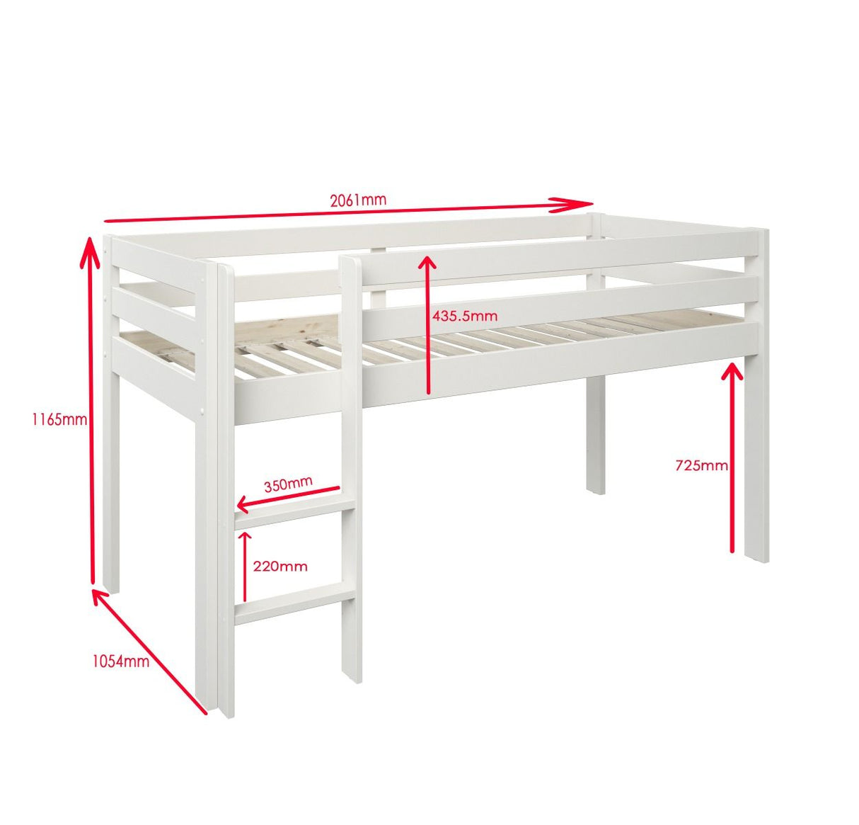 Noomi Nora Solid Wood Mid Sleeper Craft Cabin White (FSC-Certified)