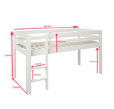 Noomi Nora Solid Wood Mid Sleeper Craft Cabin White (FSC-Certified)