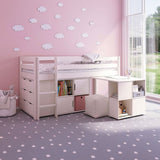 Noomi Nora Solid Wood Mid Sleeper Full Set White (FSC-Certified)