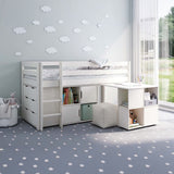Noomi Nora Solid Wood Mid Sleeper Full Set White (FSC-Certified)