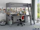 Noomi Tera Solid Wood Gaming High Sleeper Grey (FSC-Certified)